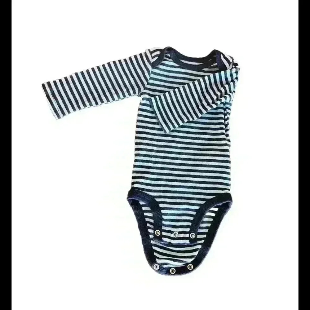 Simple Joy By Carter's Blue‎ Striped Long Sleeve Bodysuit 3 Months